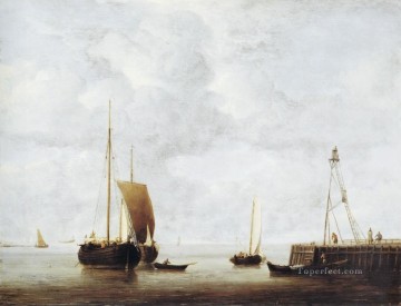 Hoeker marine Willem van de Velde el Joven barco paisaje marino Pinturas al óleo